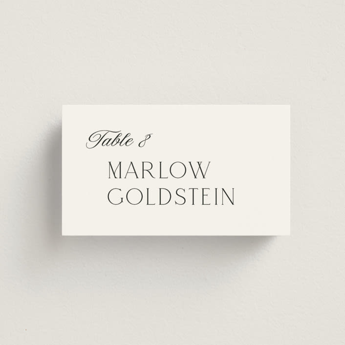 "Classic Chic" - Place Cards in Pearl by Shirley Lin Schneider - Front with Free Guest Printing