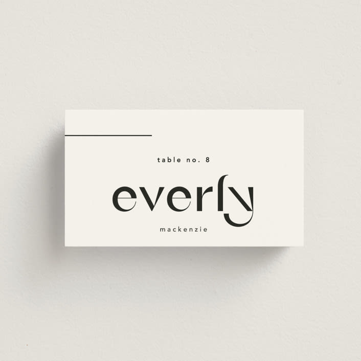 "Marcona" - Place Cards in Ink by Blustery August - Front with Free Guest Printing