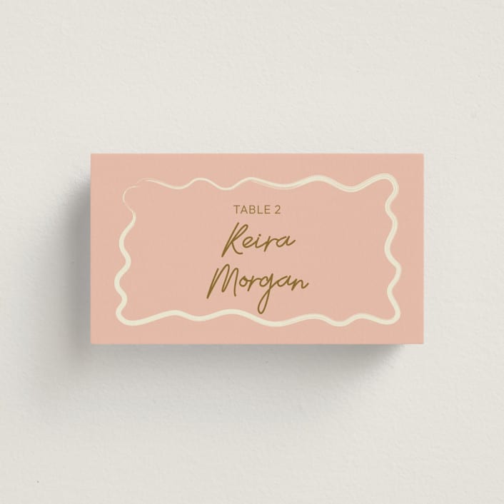 "Handwritten Letter" - Place Cards in Butterscotch by Helena Vitto - Front with Free Guest Printing