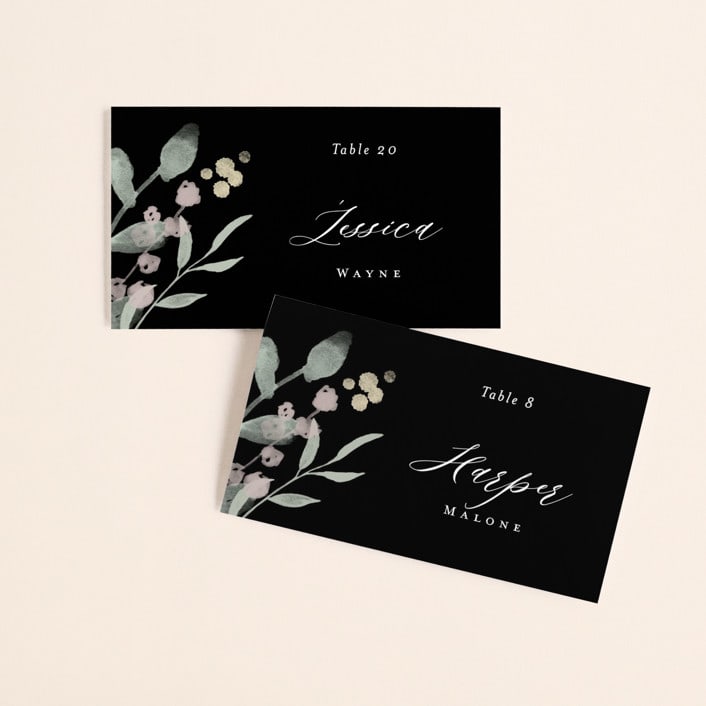 "Enchanted fields" - Place Cards in Noir by Jennifer Wick - Front with Free Guest Printing