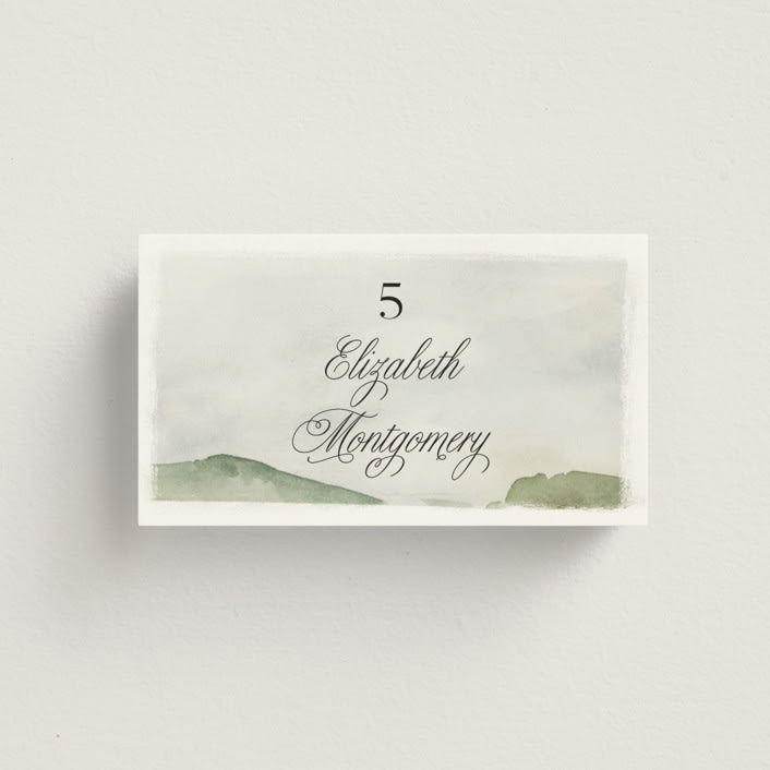 "Countryside" - Place Cards in Emerald by Petra Kern - Front with Free Guest Printing