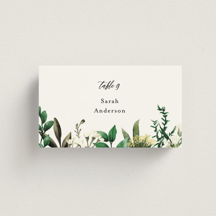 "Fresh Classic" - Place Cards in Porcelain by Susan Moyal - Front with Free Guest Printing