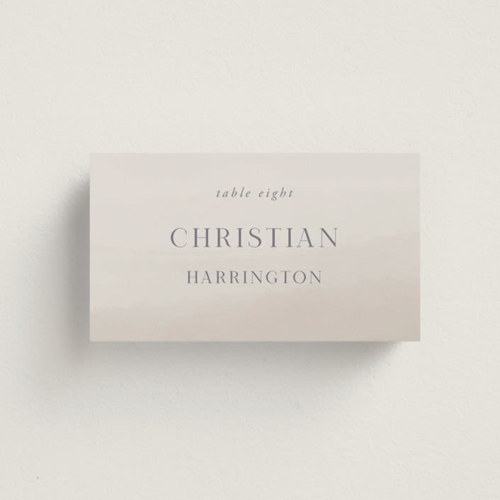 "Regal" - Place Cards in Snow by Melinda Denison - Front with Free Guest Printing