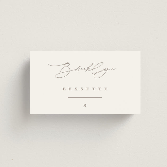 "The Hudson" - Place Cards in Latte by Kristie Kern - Front with Free Guest Printing