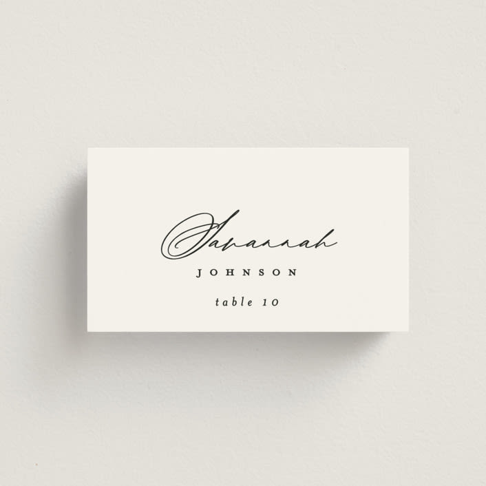 "Grande" - Place Cards in Cotton by Carolyn Nicks - Front with Free Guest Printing