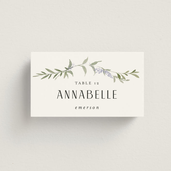 "Enchanted Evening" - Place Cards in Lavender by Design Lotus - Front with Free Guest Printing