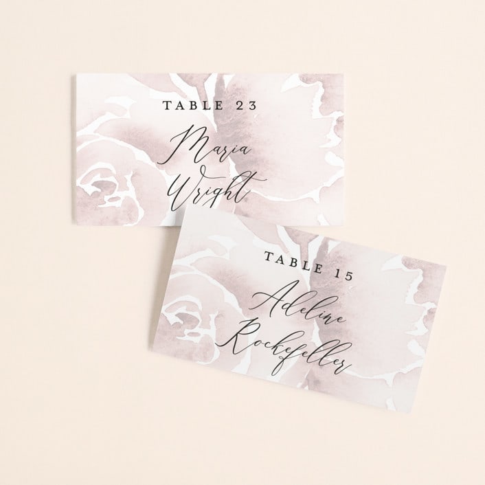 "Wedding Dream" - Place Cards in Blush by Chris Griffith - Front with Free Guest Printing