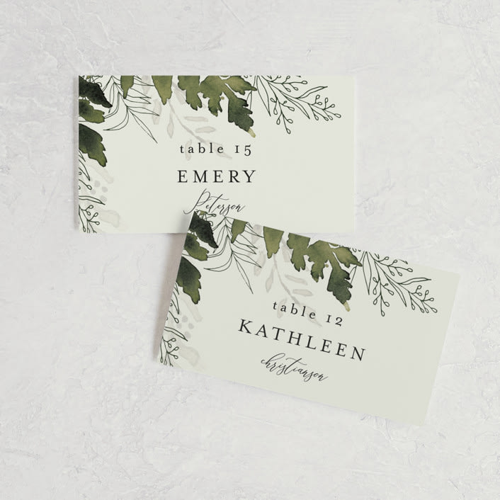 "Love springs eternal" - Place Cards in Fern by Chris Griffith - Front with Free Guest Printing