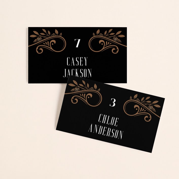 "Grand Natura" - Place Cards in Noir by GeekInk Design - Front with Free Guest Printing