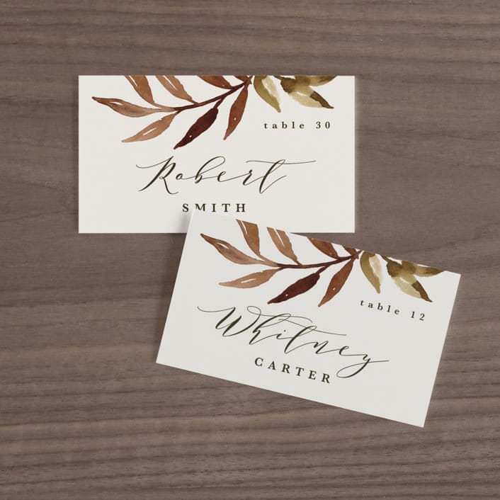 "botanical portrait" - Place Cards in Leather by Kate Ahn - Front with Free Guest Printing