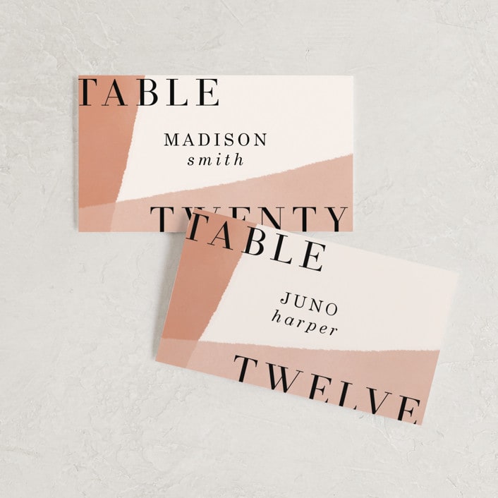 "Magazine Serif" - Place Cards in Sand Dunes by Elly - Front with Free Guest Printing