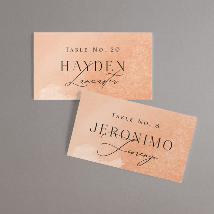 "Swept" - Place Cards in Blush by Snow and Ivy - Front with Free Guest Printing