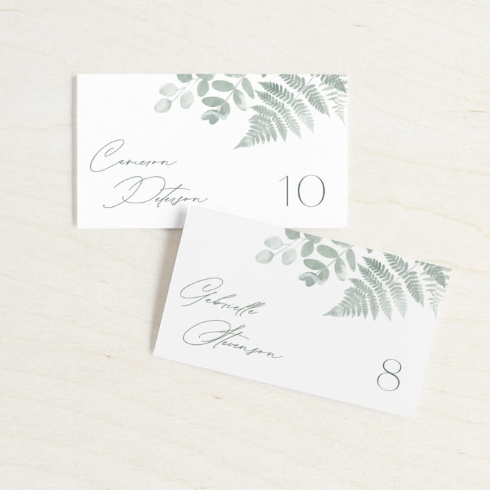 "Gilded Woodland" - Place Cards in Fern by Kristie Kern - Front with Free Guest Printing