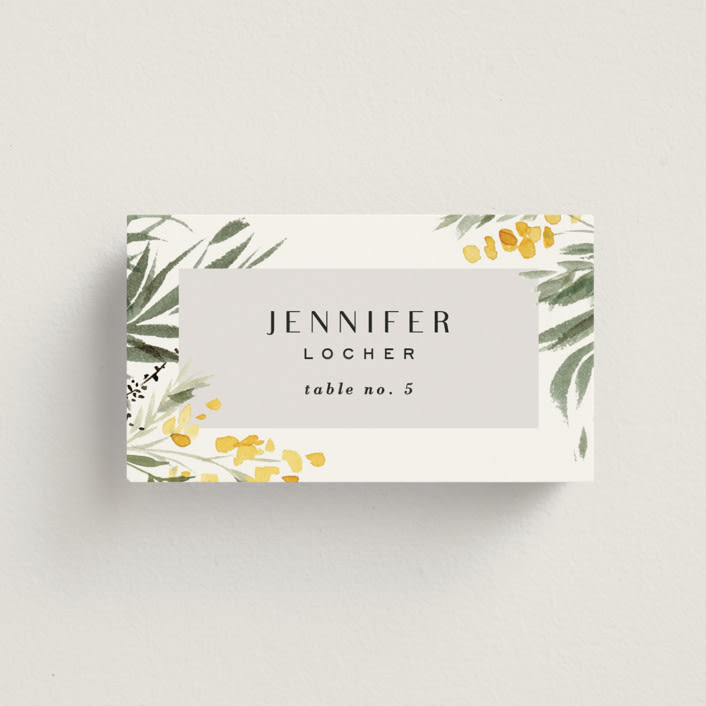"mimosa" - Place Cards in Dandelion by Everett Paper Goods - Front with Free Guest Printing