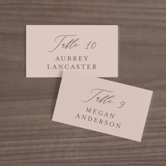 "Delicate monogram" - Place Cards in Blush by Lucrecia Caporale - Front with Free Guest Printing