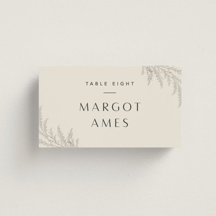 "Etched Frame" - Place Cards in Eggshell by Robert and Stella - Front with Free Guest Printing
