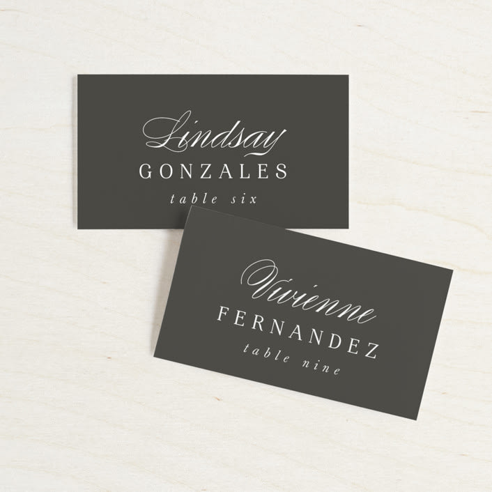 "And here we are" - Place Cards in Marble by Lea Delaveris - Front with Free Guest Printing
