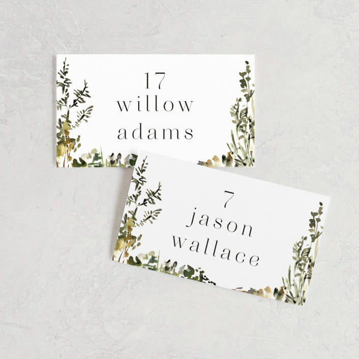 "We Walk Together" - Place Cards in Evergreen by Petra Kern - Front with Free Guest Printing