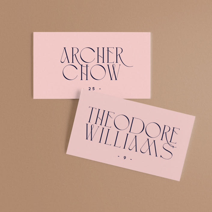 "modern tropics" - Place Cards in Blush by Baumbirdy - Front with Free Guest Printing