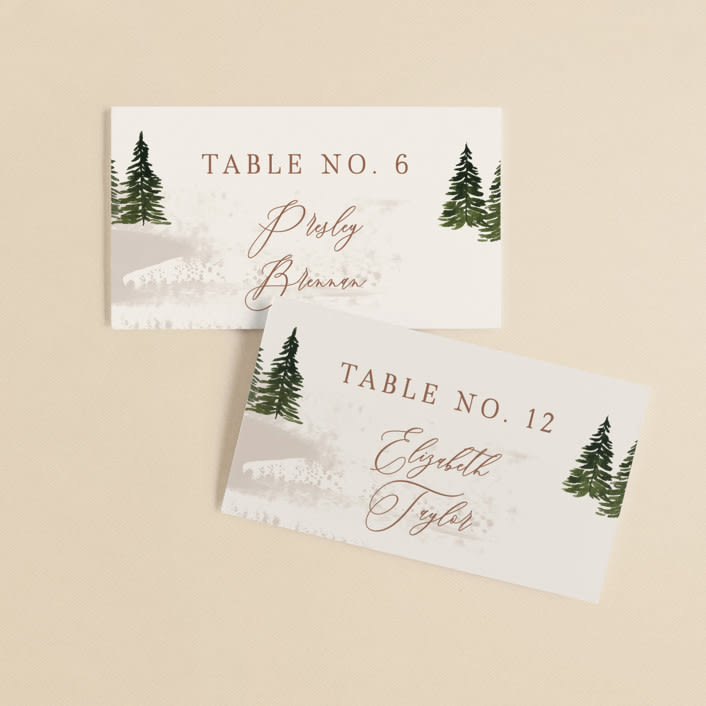 "Into the Forest" - Place Cards in Cream by Alethea and Ruth - Front with Free Guest Printing