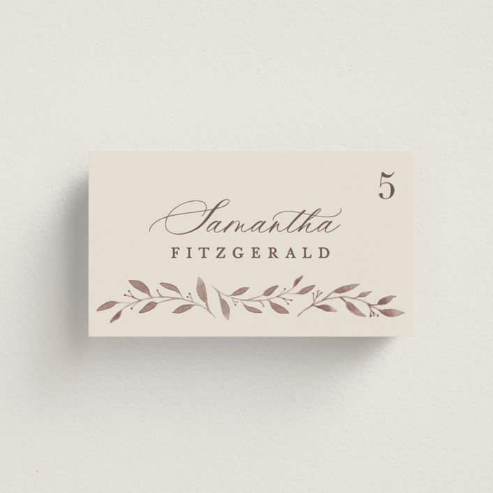 "Delicate monogram" - Place Cards in Ecru by Hooray Creative - Front with Free Guest Printing