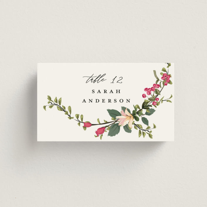 "Forest Flowers" - Place Cards in Tropical by Susan Moyal - Front with Free Guest Printing