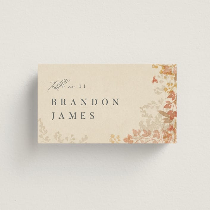"Falling Foliage" - Place Cards in Stone by Robert and Stella - Front with Free Guest Printing