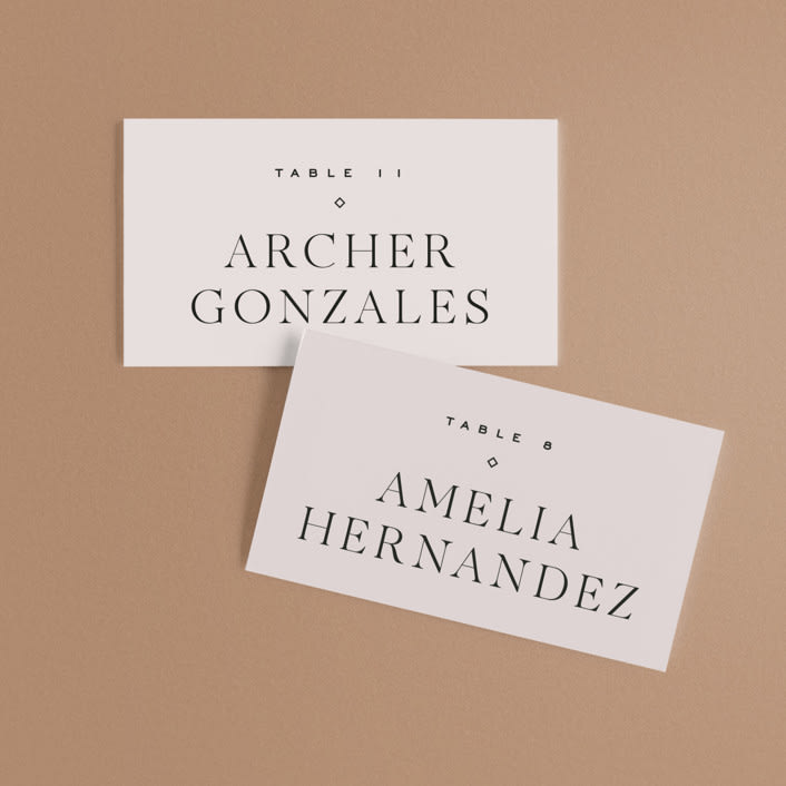 "Coco" - Place Cards in Linen by Carly Reed Walker - Front with Free Guest Printing