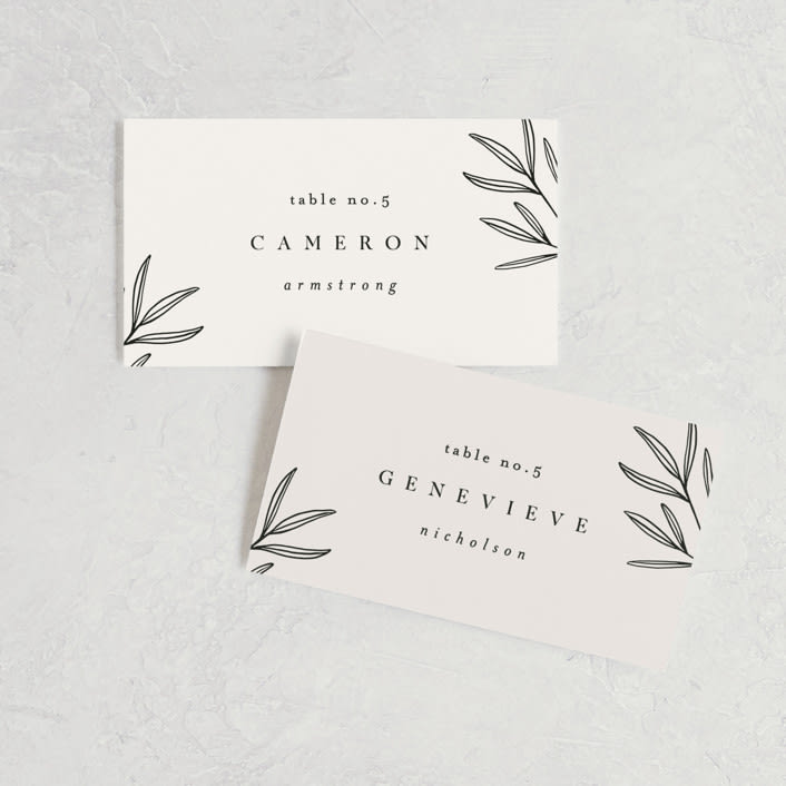 "Italia" - Place Cards in Taupe by Kelly Schmidt - Front with Free Guest Printing