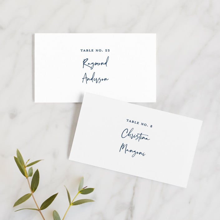 "Semi Formal" - Place Cards in Navy by Kerry Doyle - Front with Free Guest Printing