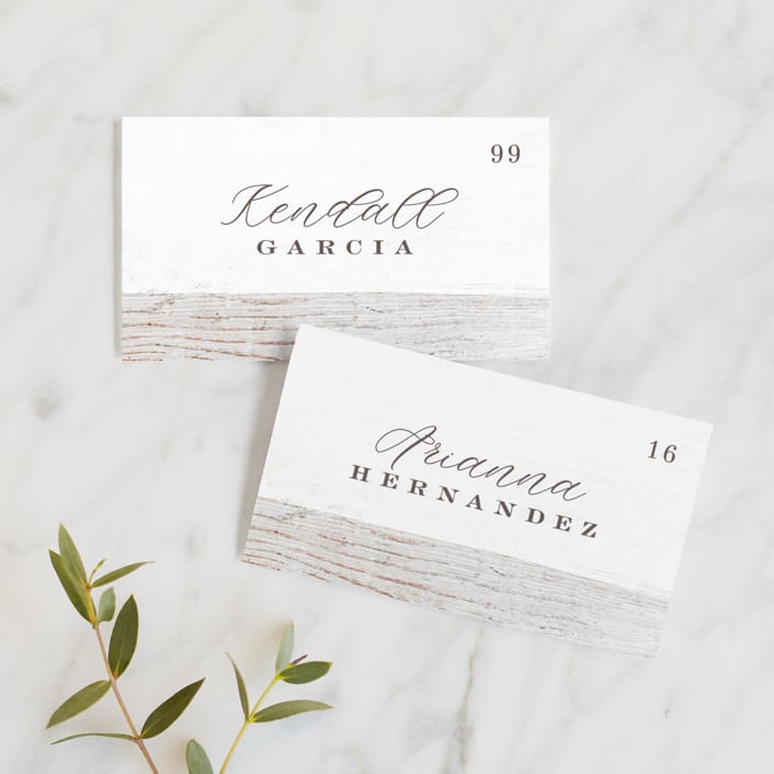 "Barnwood" - Place Cards in Ash by Hooray Creative - Front with Free Guest Printing