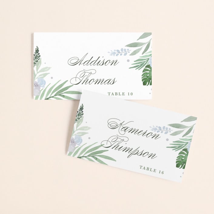 "Botanical Seal" - Place Cards in Pastel by Kristen Smith - Front with Free Guest Printing