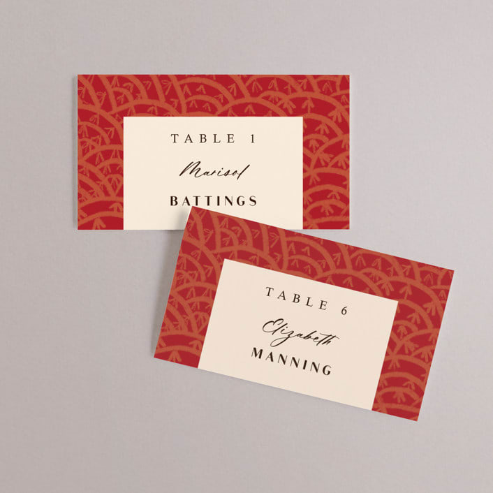 "Mizu Pattern" - Place Cards in Ruby by Kanika Mathur - Front with Free Guest Printing