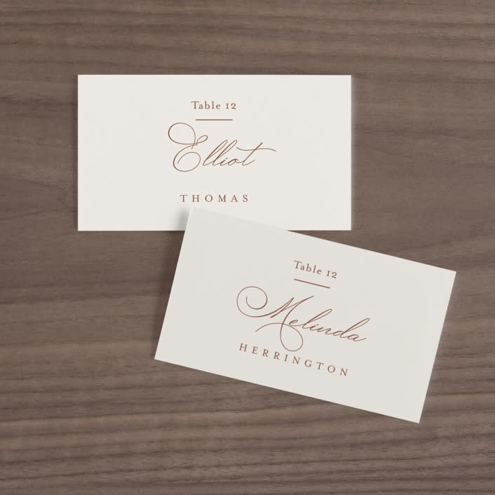 "Delicate Names" - Place Cards in Buttercream by Jessica Williams - Front with Free Guest Printing