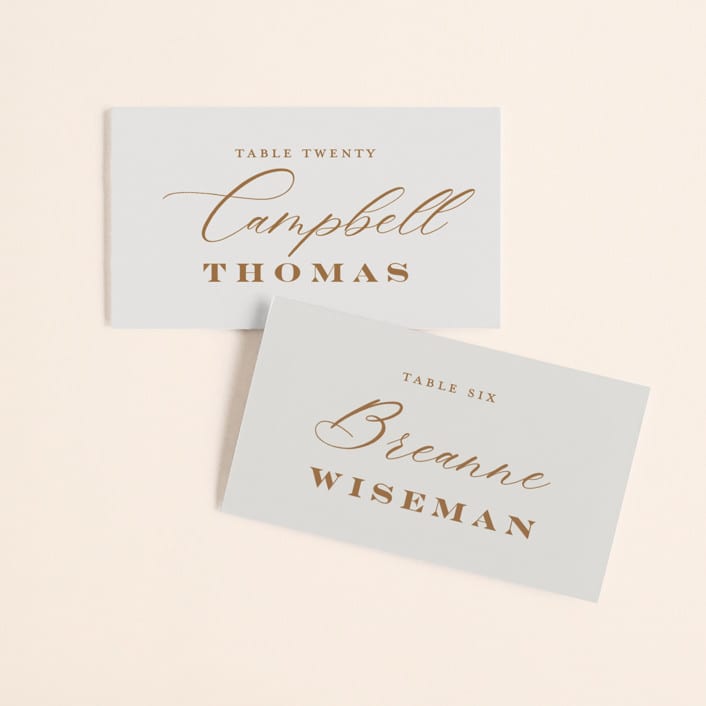 "Date Stamp" - Place Cards in Wool by Jill Means - Front with Free Guest Printing