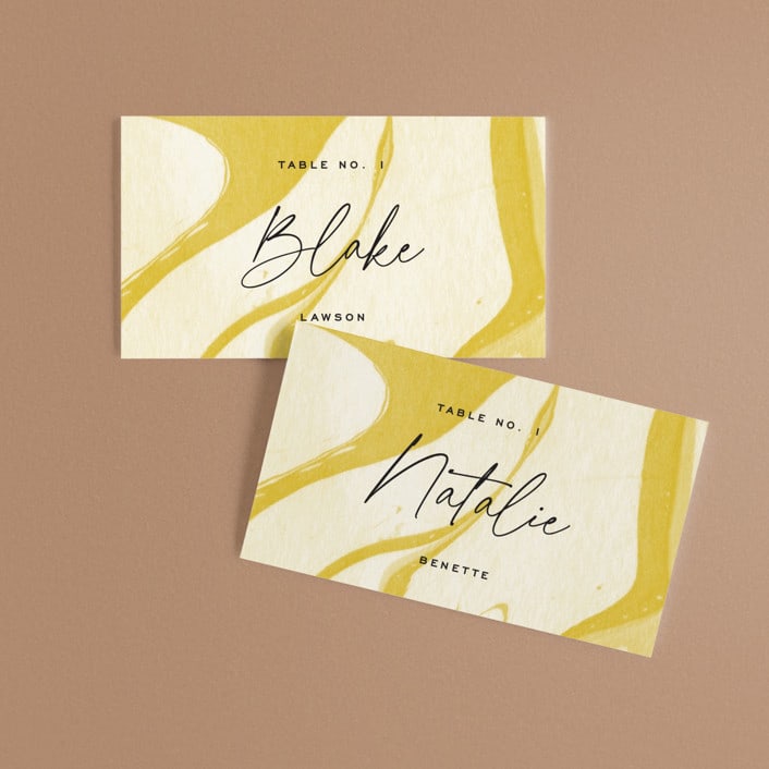 "Brooklynite" - Place Cards in Bisque by Annie Clark - Front with Free Guest Printing
