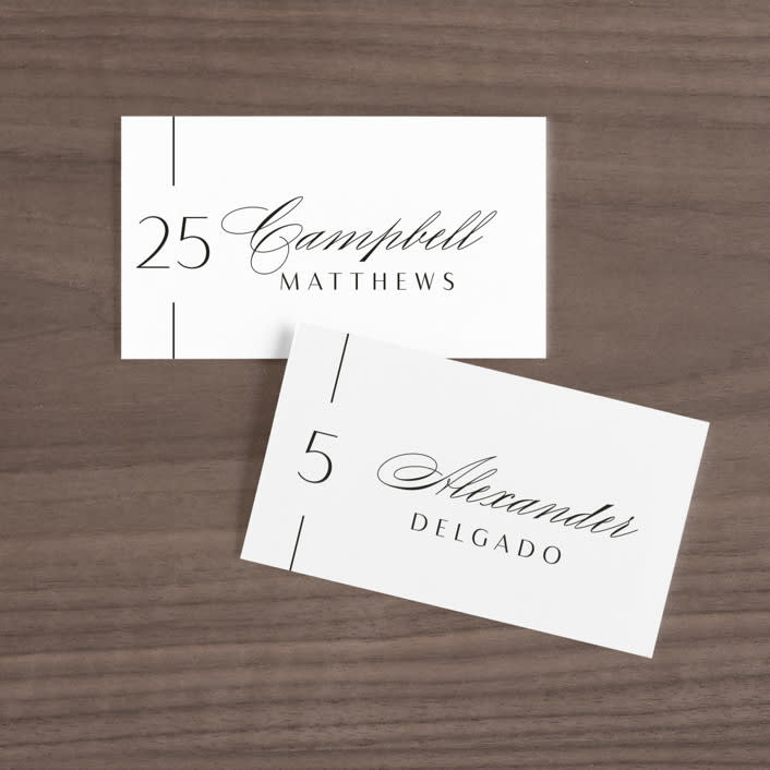 "Of Note" - Place Cards in Pearl by Olivia Raufman - Front with Free Guest Printing