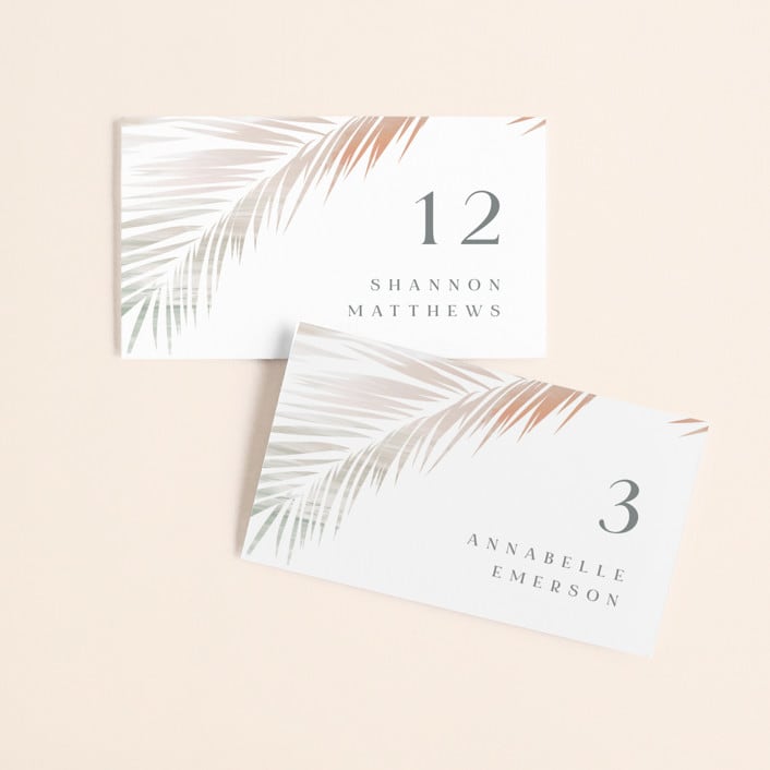 "Painted Leaves" - Place Cards in Coconut by Owl and Toad - Front with Free Guest Printing