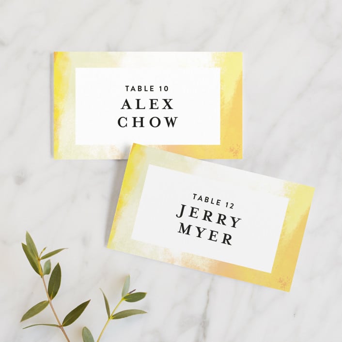 "Upper Block" - Place Cards in Daisy by Lea Velasquez - Front with Free Guest Printing
