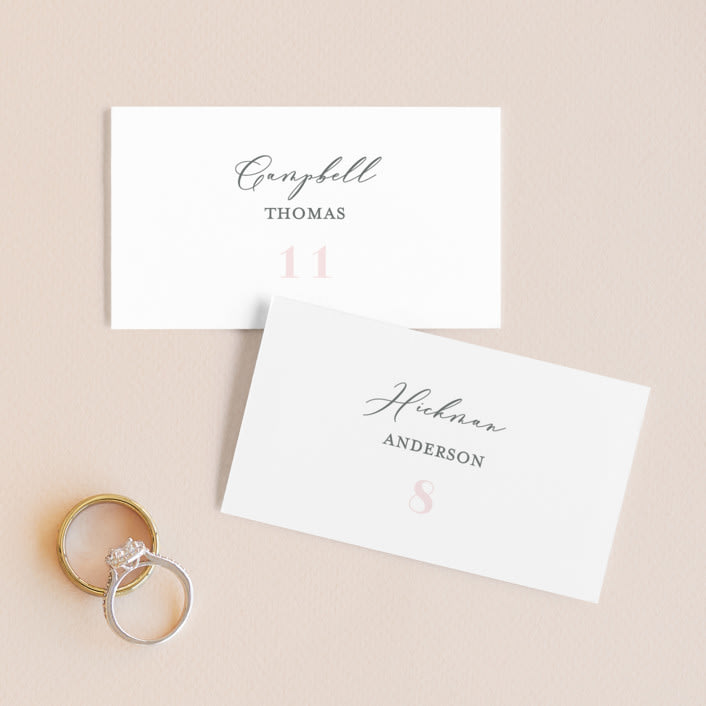 "Lettera" - Place Cards in Blush by Lauren Chism - Front with Free Guest Printing