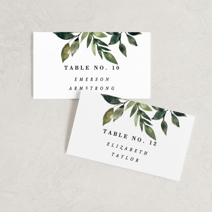"Clearing" - Place Cards in Leaf by Alethea and Ruth - Front with Free Guest Printing