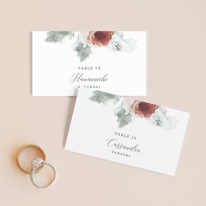 "rose drop" - Place Cards in Rose by Cass Imagines - Front with Free Guest Printing