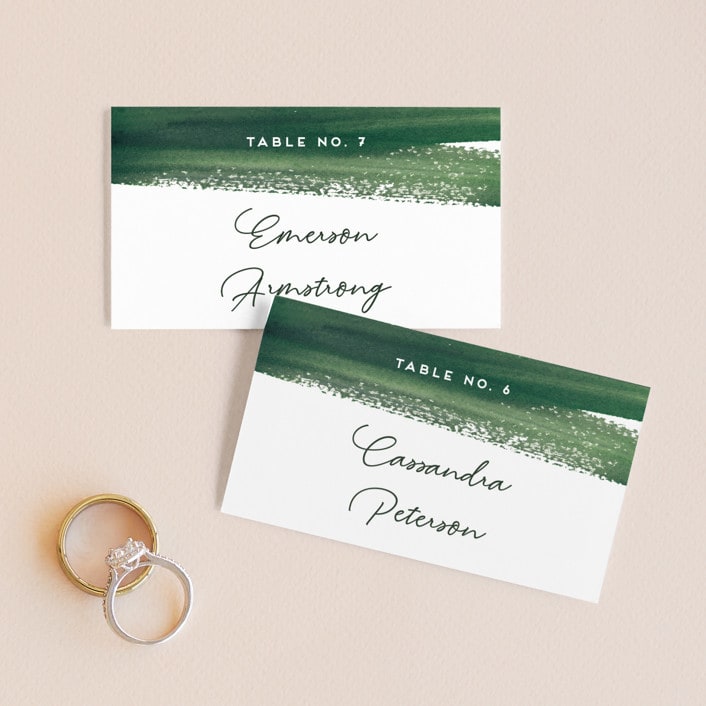 "Evergreens Watercolor" - Place Cards in Forest by Yao Cheng Design - Front with Free Guest Printing