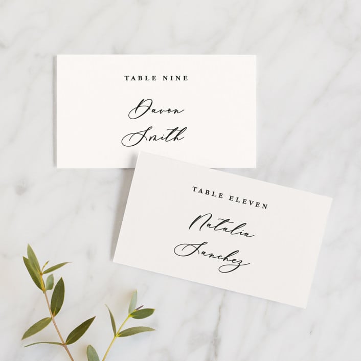 "Eternal" - Place Cards in Ecru by Carly Reed Walker - Front with Free Guest Printing