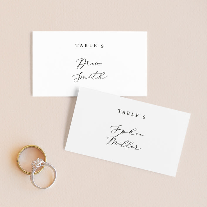 "Tallulah" - Place Cards in Linen by Jennifer Wick - Front with Free Guest Printing