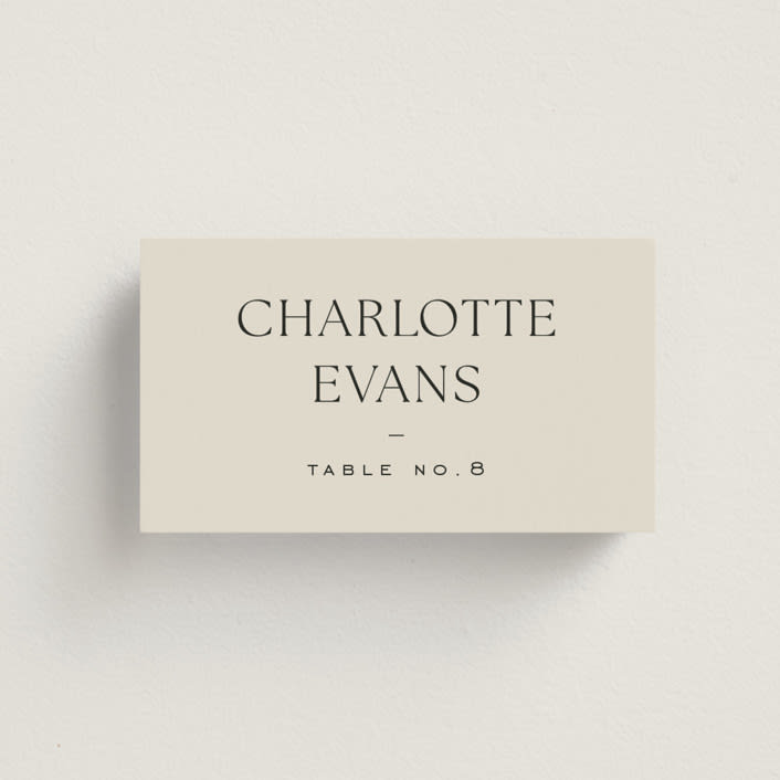 "monogram edit" - Place Cards in Sandstone by Sara Hicks Malone - Front with Free Guest Printing
