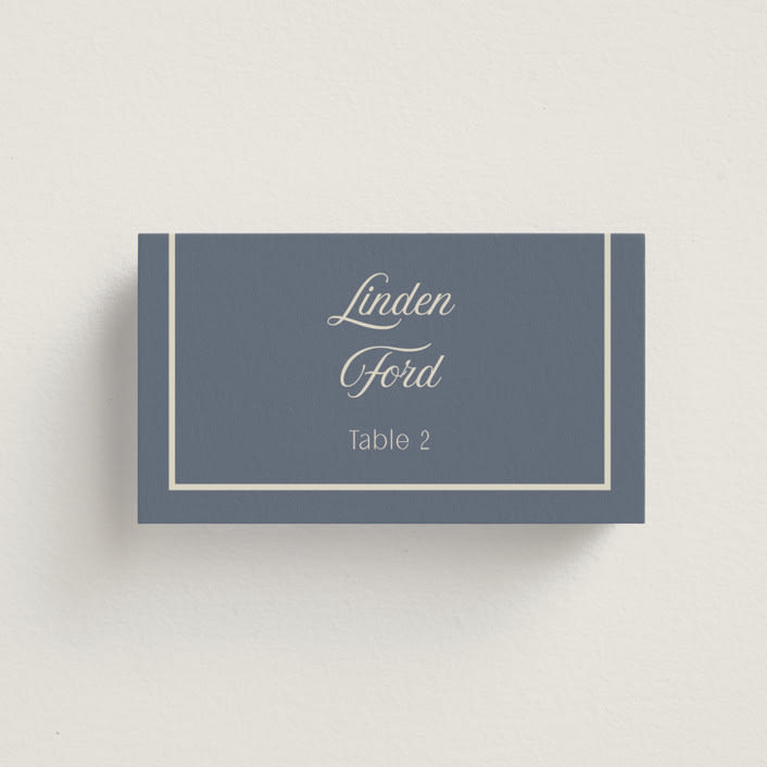 "Ritzy" - Place Cards in French Blue by Nicoletta Savod - Front with Free Guest Printing