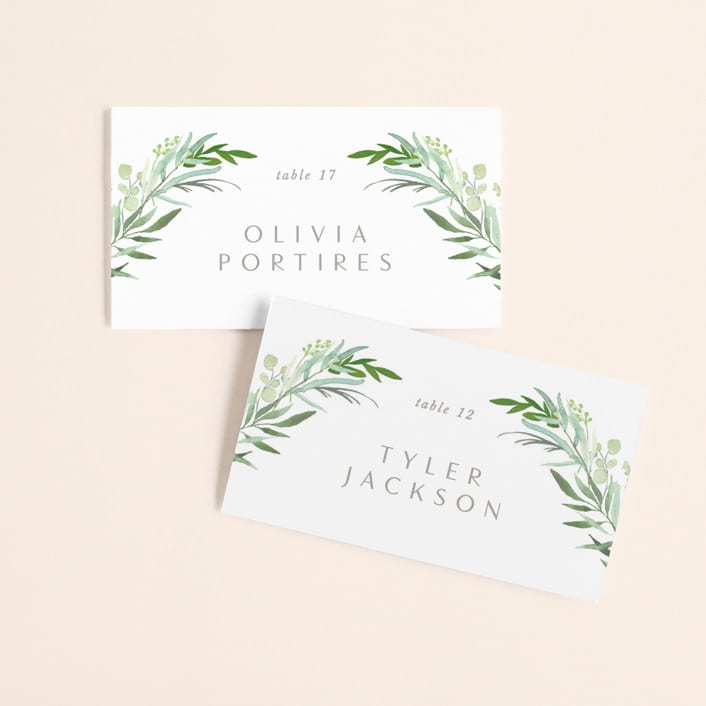 "I do" - Place Cards in Fern by Creo Study - Front with Free Guest Printing