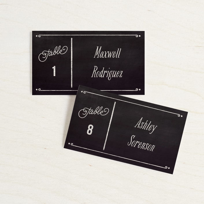 "Slated Forever" - Place Cards in Chalkboard by GeekInk Design - Front with Free Guest Printing