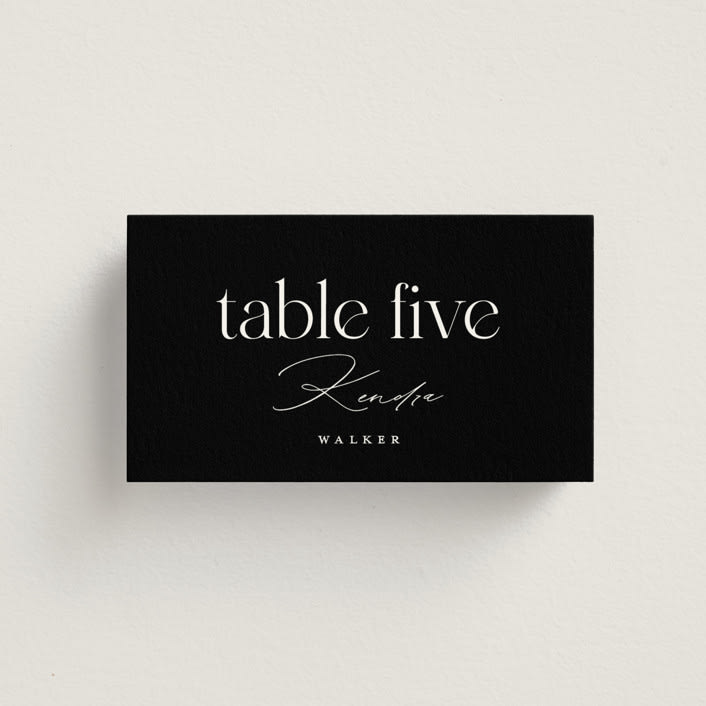 "Photographie" - Place Cards in Noir by Christie Garcia - Front with Free Guest Printing